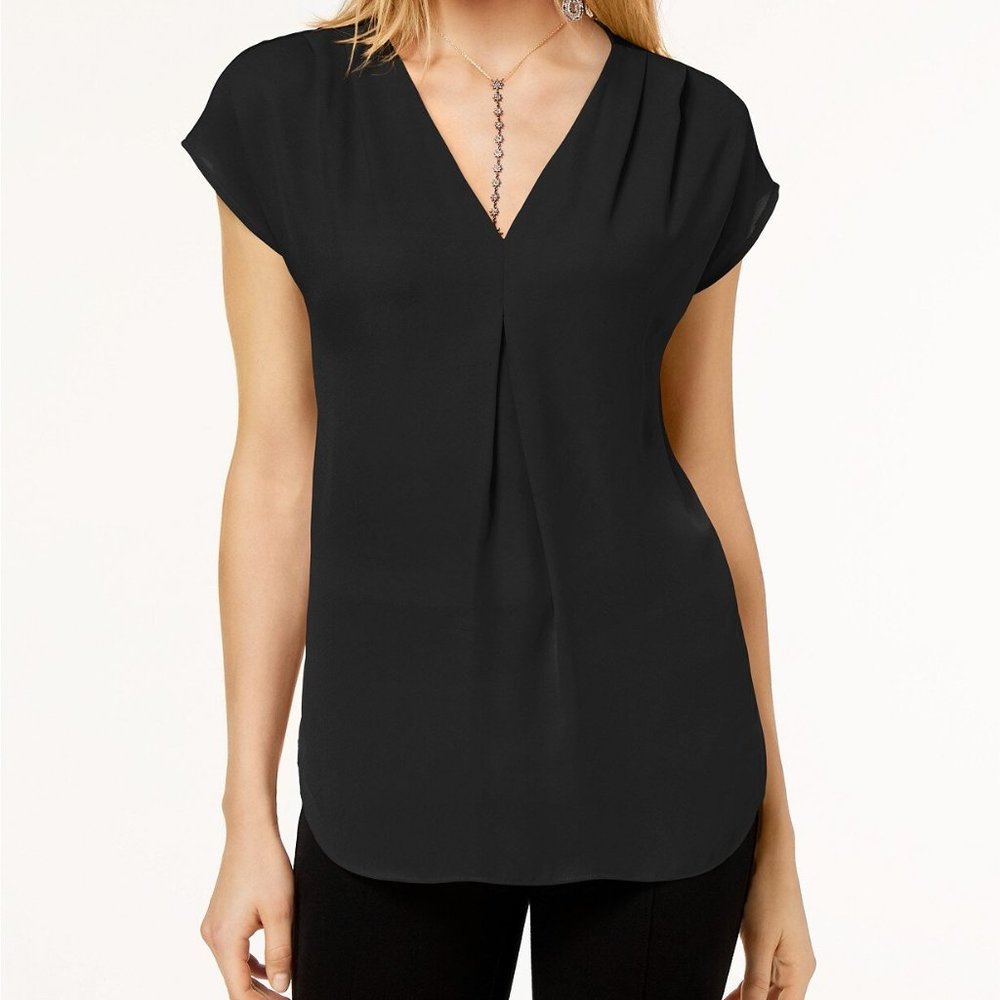 INC Inverted-Pleat V-Neck Top